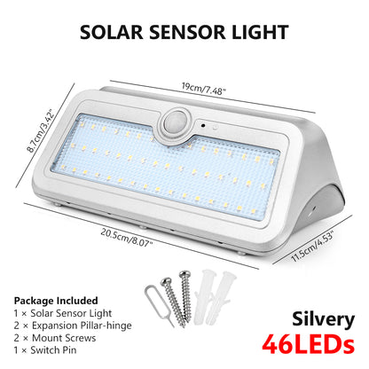 TSLEEN Waterproof LED Solar Powered PIR Sensor Wall Light Patio Garden Lamps 24 46 Leds Lamp Luminaria Solar With 18650 Battery