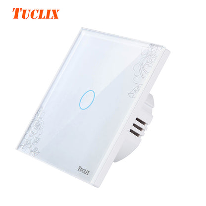 TUCLIX Touch Switch 1 Gang 1 Way,Wall Light Touch Screen Switch,Crystal Glass Switch Panel,Can not be remotely controlled