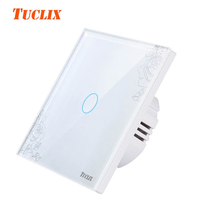 TUCLIX Touch Switch 1 Gang 1 Way,Wall Light Touch Screen Switch,Crystal Glass Switch Panel,Can not be remotely controlled