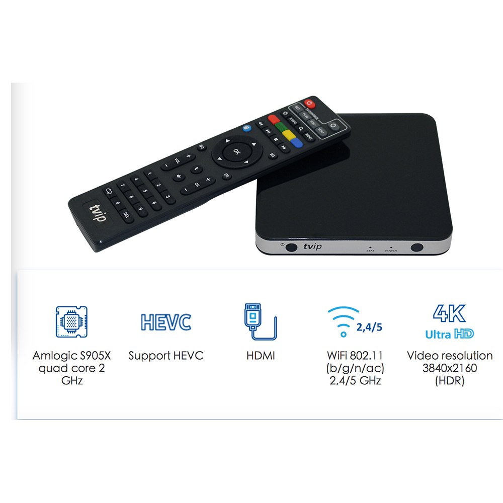 TVIP 605 Smart TV Box 2.4GHZ Wifi Super Clear Double Os Linux4.4 Or Andro Support H.265 1920x1080 Quad Core TVIP605 Set Top Box