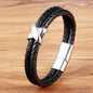 TYO 15 Style Choose Genuine Leather Cool Black Gold Creative Design Stainless Steel Magnetic Buckle Charm Men Leather Bracelet