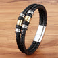 TYO 15 Style Choose Genuine Leather Cool Black Gold Creative Design Stainless Steel Magnetic Buckle Charm Men Leather Bracelet