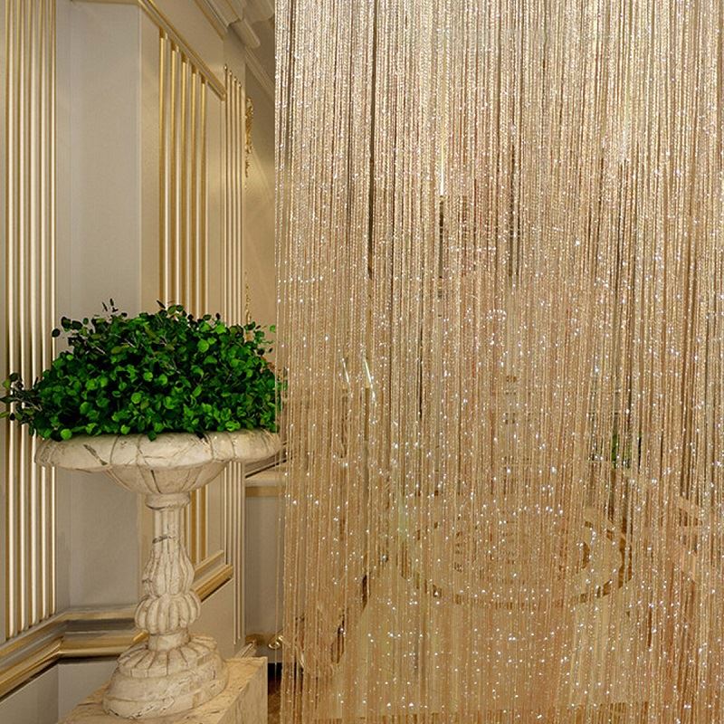 Tassel Glitter Curtains String Champagne for Living Room Window Door Shower Curtain Divider Panels Screen Drape Decoration