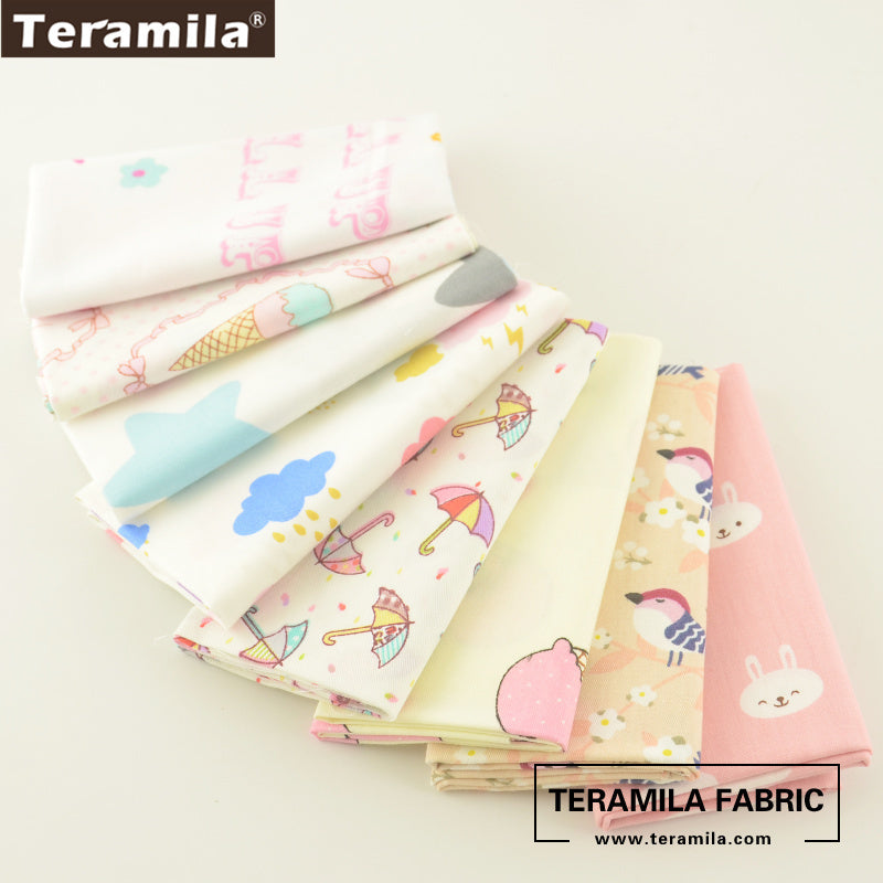 Teramila Cotton Fabric 25 Designs Pink Series Quilting Charm Packs Fat Quarter Meter DIY For Bedding Clothing Dress Home Textile