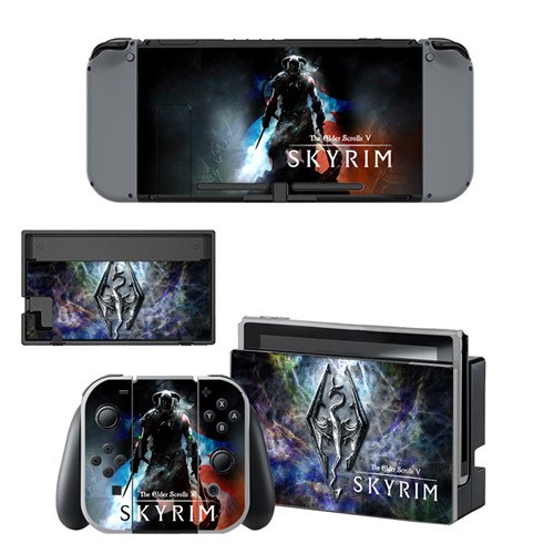 The Elder Scrolls V Skyrim Decal Vinyl Skin Sticker for Nintendo Switch NS Console + Controller + Stand Holder Protective Film