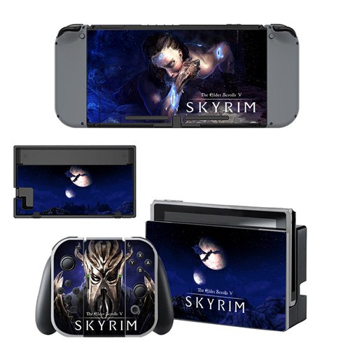 The Elder Scrolls V Skyrim Decal Vinyl Skin Sticker for Nintendo Switch NS Console + Controller + Stand Holder Protective Film