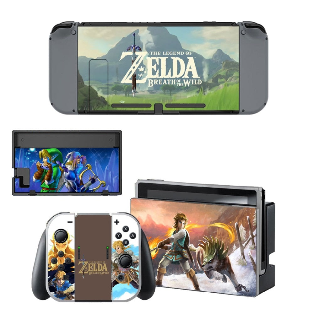 The Legend of Zelda Decal Vinyl Skin Sticker for Nintendo Switch NS Console+Controller+Stand Holder Protective Film