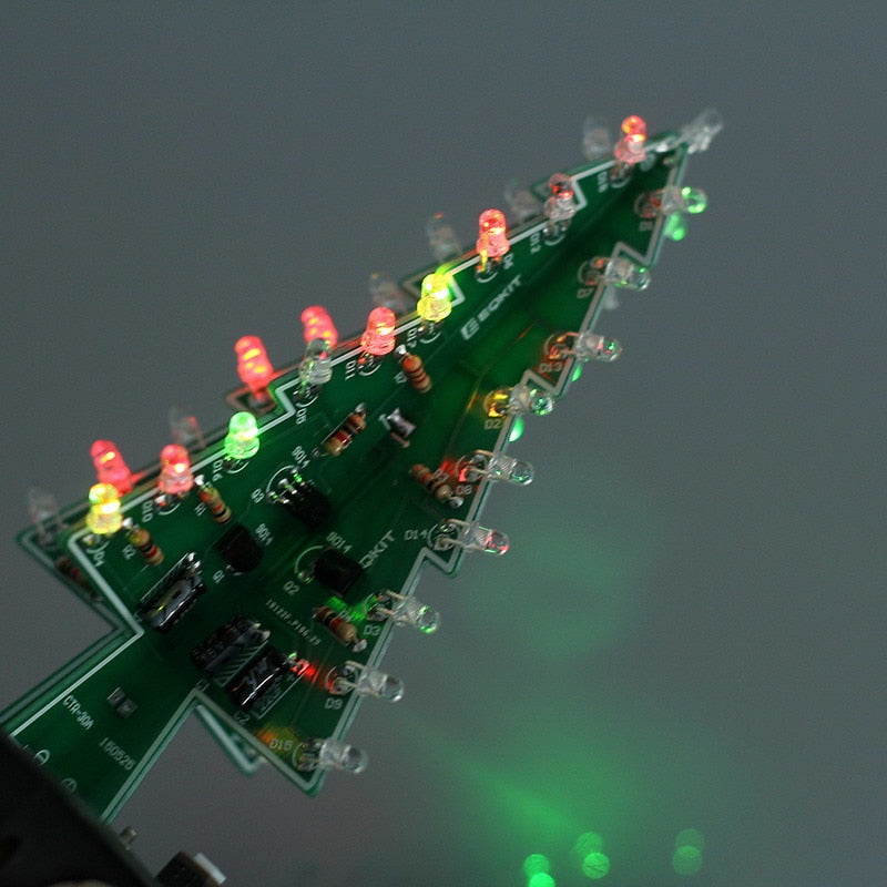 Three-Dimensional 3D Tree LED DIY Kit Red/Green/Yellow LED Flash Circuit Parts Electronic Fun Suite Gift