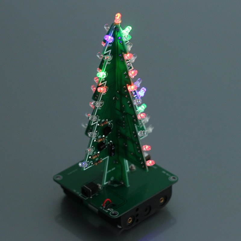 Three-Dimensional 3D Tree LED DIY Kit Red/Green/Yellow LED Flash Circuit Parts Electronic Fun Suite Gift