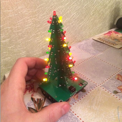 Three-Dimensional 3D Tree LED DIY Kit Red/Green/Yellow LED Flash Circuit Parts Electronic Fun Suite Gift