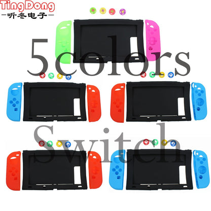 TingDong 7 in 1 Silicone Case for Nintend Switch NS Console Protective Skin Cover with Thumb Stick Grip Caps for JoyCon