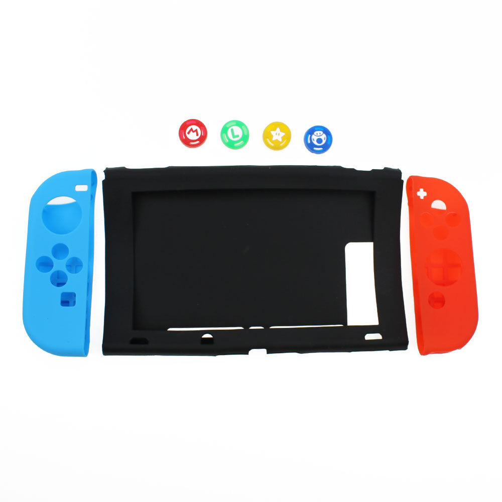 TingDong 7 in 1 Silicone Case for Nintend Switch NS Console Protective Skin Cover with Thumb Stick Grip Caps for JoyCon