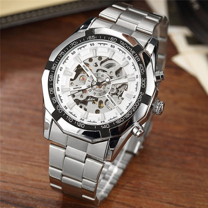 Top Luxury Gold Automatic Mechanical Watches Men Skeleton Stainless Steel Self Wind Wrist Watch Men Hand Clock relogio masculino