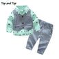 Top and Top Autumn Fashion infant clothing Baby Suit Baby Boys Clothes Gentleman Bow Tie Rompers + Vest + pants Baby Set