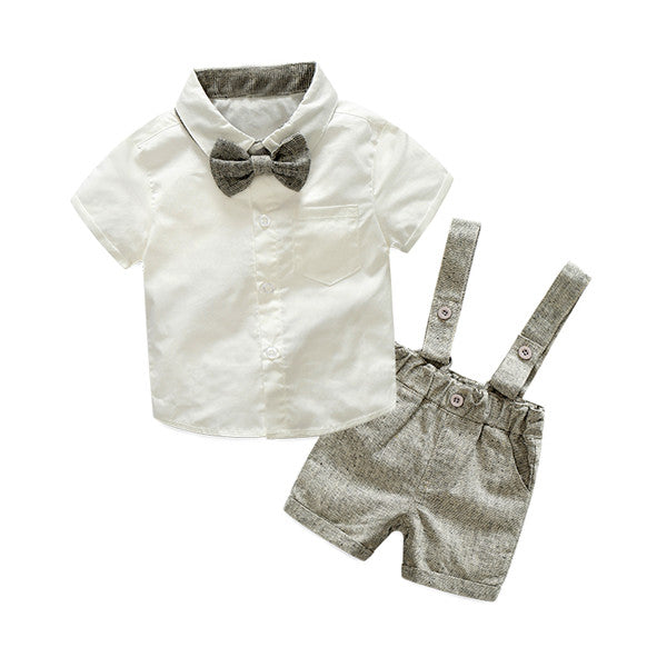 Top and Top Autumn Fashion infant clothing Baby Suit Baby Boys Clothes Gentleman Bow Tie Rompers + Vest + pants Baby Set