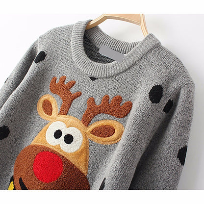 TryEverything Ugly Christmas Deer Sweater Women Winter 2017Cotton O Neck Gray Jumper Knitted Pullover Sweater Female Long Sleeve