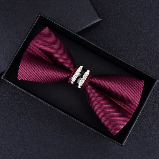 Tuxedo Metal Crystal Wedding Bow Tie Men Women Butterfly Knot Cravat Black Purple Blue Jujube Red Groom Party Banquet Meet Club