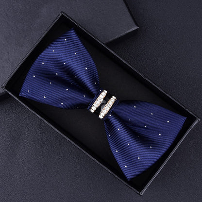 Tuxedo Metal Crystal Wedding Bow Tie Men Women Butterfly Knot Cravat Black Purple Blue Jujube Red Groom Party Banquet Meet Club