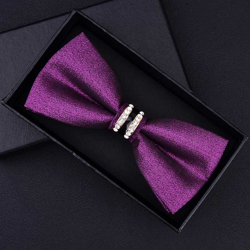 Tuxedo Metal Crystal Wedding Bow Tie Men Women Butterfly Knot Cravat Black Purple Blue Jujube Red Groom Party Banquet Meet Club