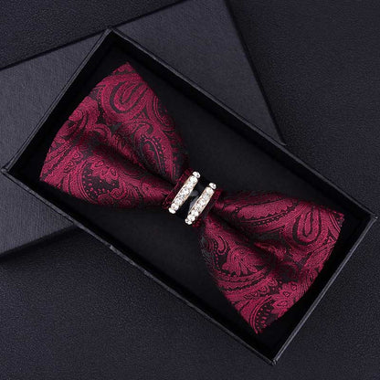 Tuxedo Metal Crystal Wedding Bow Tie Men Women Butterfly Knot Cravat Black Purple Blue Jujube Red Groom Party Banquet Meet Club