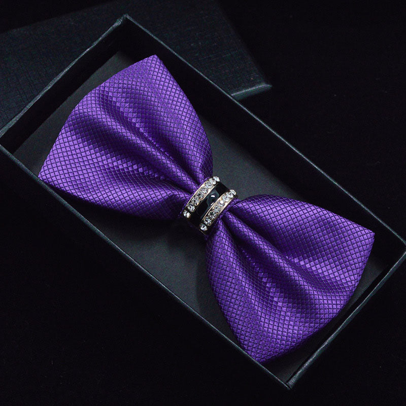 Tuxedo Metal Crystal Wedding Bow Tie Men Women Butterfly Knot Cravat Black Purple Blue Jujube Red Groom Party Banquet Meet Club