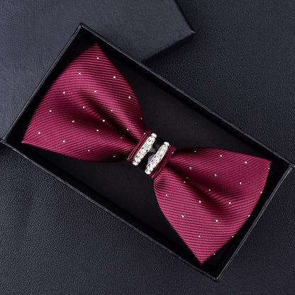 Tuxedo Metal Crystal Wedding Bow Tie Men Women Butterfly Knot Cravat Black Purple Blue Jujube Red Groom Party Banquet Meet Club