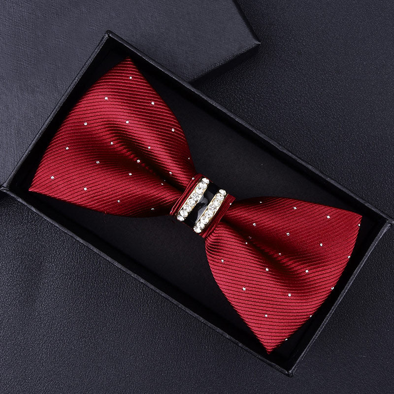 Tuxedo Metal Crystal Wedding Bow Tie Men Women Butterfly Knot Cravat Black Purple Blue Jujube Red Groom Party Banquet Meet Club