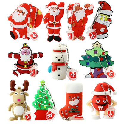 USB Flash Drive 128GB Pen Drive Cartoon Snowman Christmas Tree Gifts 4GB 8GB 16GB 32GB 64GB Santa Claus Pendrive