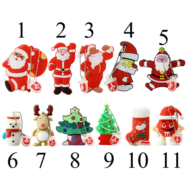 USB Flash Drive 128GB Pen Drive Cartoon Snowman Christmas Tree Gifts 4GB 8GB 16GB 32GB 64GB Santa Claus Pendrive