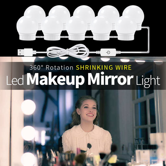 USB Led Lamp For Makeup 6 10 14Bulbs dressing table lighting 12V Stepless Dimmable Hollywood Vanity Mirror LED Light 12W 16W 20W