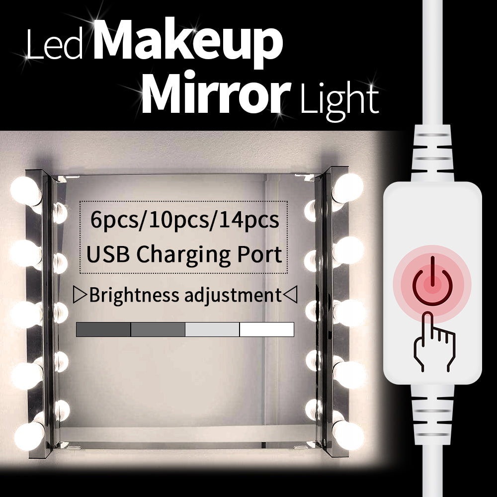 USB Led Lamp For Makeup 6 10 14Bulbs dressing table lighting 12V Stepless Dimmable Hollywood Vanity Mirror LED Light 12W 16W 20W