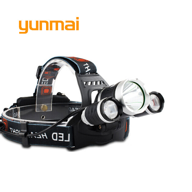 USB Power Led Headlight Headlamp 10000 lumen 3*Cree xml t6 Rechargeable Head Lamp Torch 18650 Battery Hunting Fishing Light