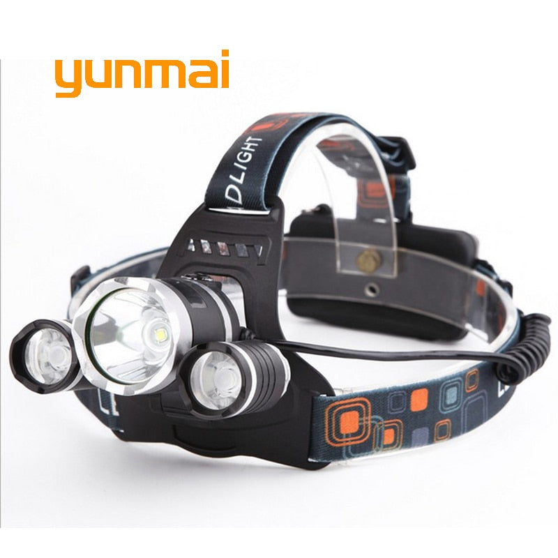 USB Power Led Headlight Headlamp 10000 lumen 3*Cree xml t6 Rechargeable Head Lamp Torch 18650 Battery Hunting Fishing Light