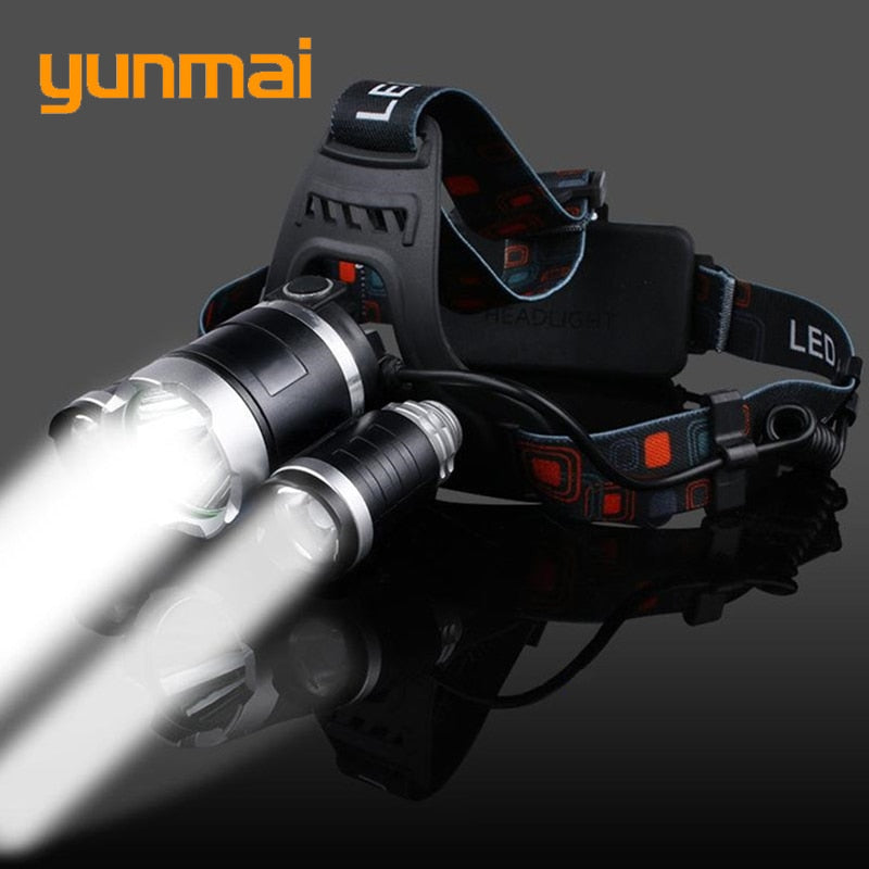 USB Power Led Headlight Headlamp 10000 lumen 3*Cree xml t6 Rechargeable Head Lamp Torch 18650 Battery Hunting Fishing Light