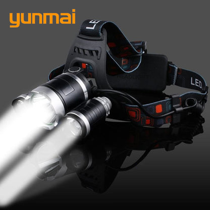 USB Power Led Headlight Headlamp 10000 lumen 3*Cree xml t6 Rechargeable Head Lamp Torch 18650 Battery Hunting Fishing Light