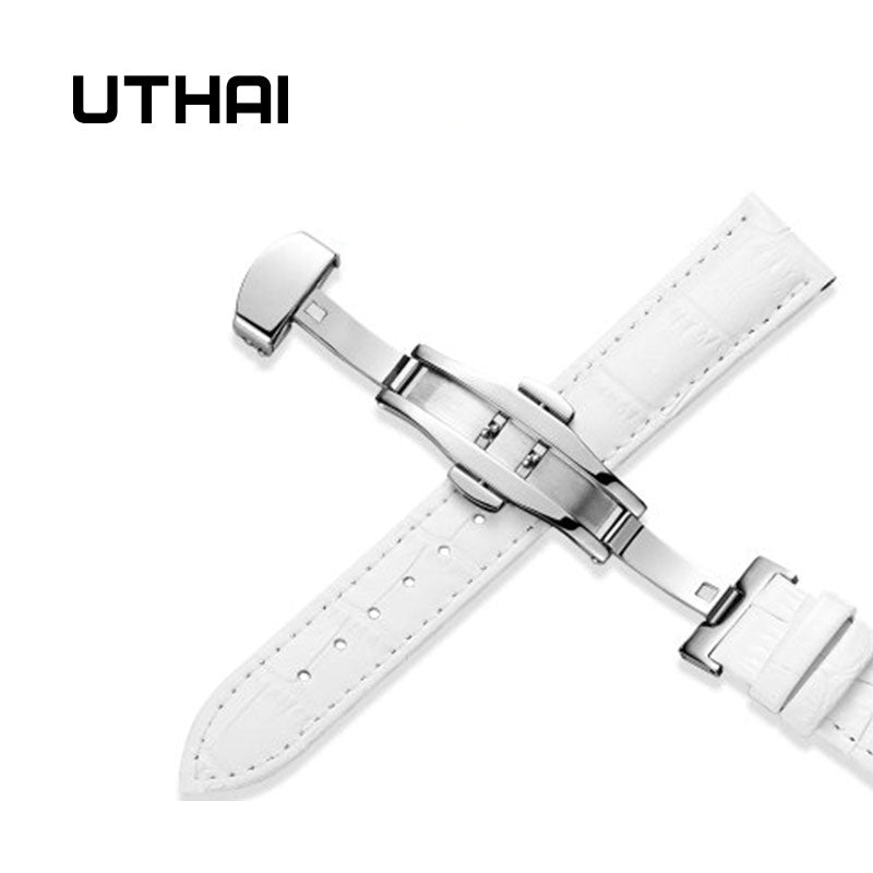 UTHAI Z09 Genuine Leather Watchbands 12-24mm Universal Watch Butterfly buckle Band Steel Buckle Strap Wrist Belt Bracelet + Tool