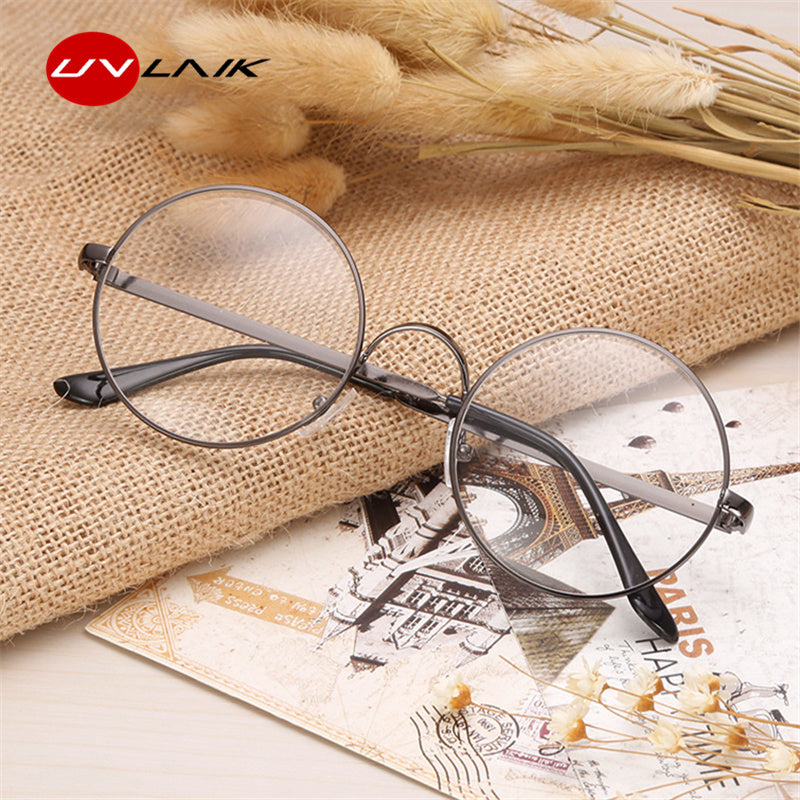 UVLAIK Round Spectacle Glasses Frames For Harry Potter Glasses With Clear Glass Women Men Myopia Optical Transparent Glasses