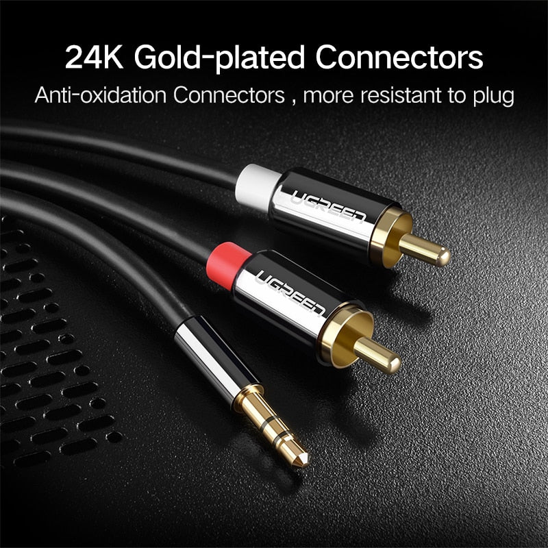 Ugreen RCA Cable 2RCA to 3.5 Audio Cable RCA 3.5mm Jack RCA AUX Cable for DJ Amplifiers Subwoofer Audio Mixer Home Theater DVD