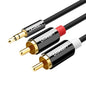 Ugreen RCA Cable 2RCA to 3.5 Audio Cable RCA 3.5mm Jack RCA AUX Cable for DJ Amplifiers Subwoofer Audio Mixer Home Theater DVD