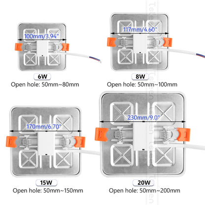 Ultra Thin 6W 8W 15W 20W LED Aluminium Square AC 85-265V panel Recessed Ceiling Light led panel light ceiling light lampada LED