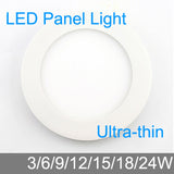 Ultra thin design 3W/6W/9W/12W/15W/18W/24W LED ceiling recessed grid downlight/ slim round panel light / LED light free shipping