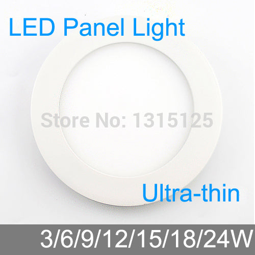 Ultra thin design 3W/6W/9W/12W/15W/18W/24W LED ceiling recessed grid downlight/ slim round panel light / LED light free shipping