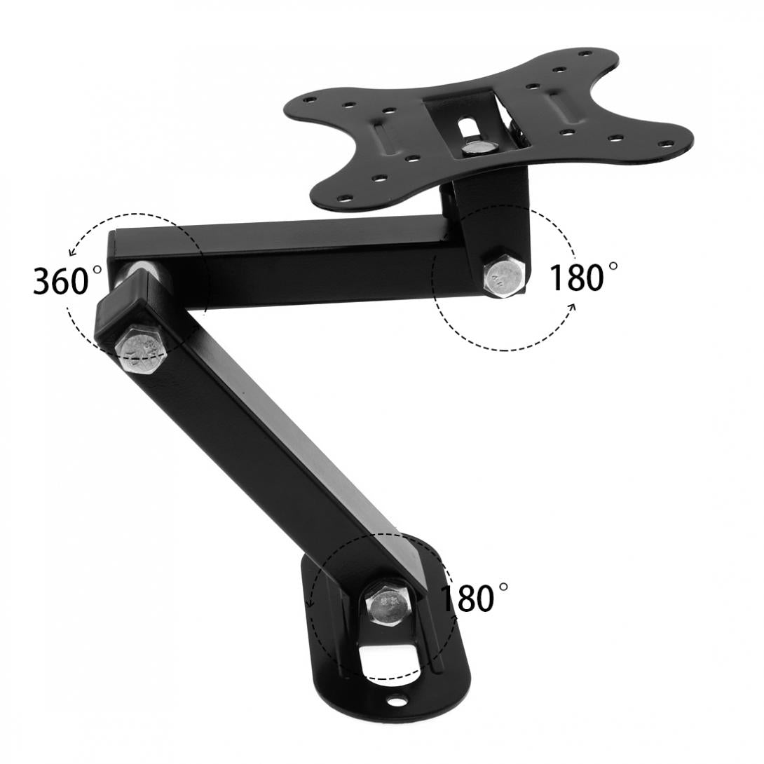 Universal 14 ~ 27 Inch SPHC Rotated LCD LED Flat Panel TV Wall Mount Bracket Holder 180 Degree Swivel Holder