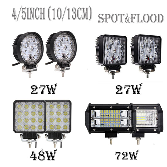 Update 10/13cm 27W 48W 72WOffroad Car 4WD Truck Tractor Boat Trailer 4x4 SUV ATV 12V 24V Spot Flood LED Light Bar LED Work Light