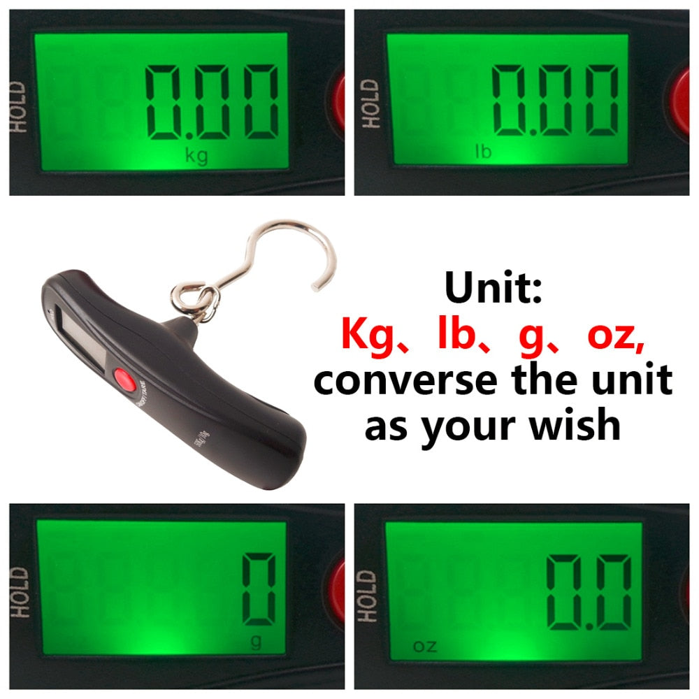 Useful Portable 50Kg LCD Display Digital Hanging Scales Electronic Weight Fishing Hook Scale  Black kitchen scales