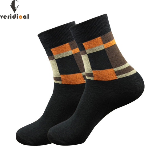 VERIDICAL 5 pair/lot Men's socks solid color Cotton Socks square crew socks for business dress casual funny long socks hosiery