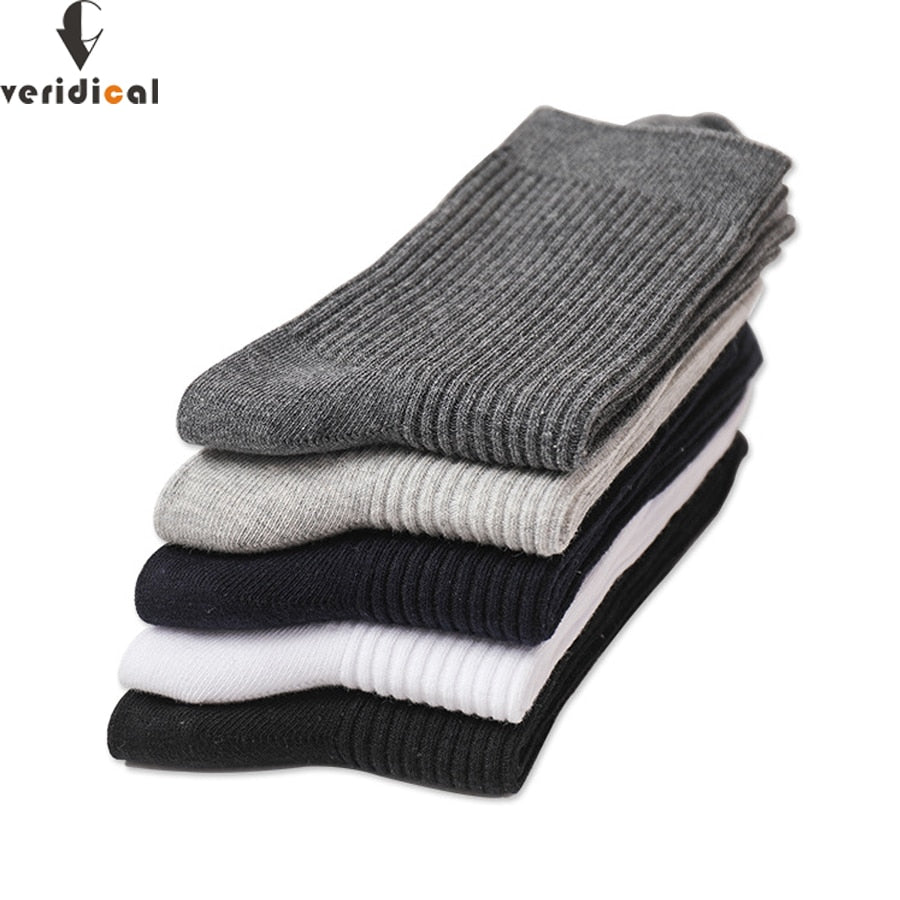 VERIDICAL good quality 5 pairs/lot men socks cotton long business harajuku Diabetic fluffy socks meias masculino calcetines meia