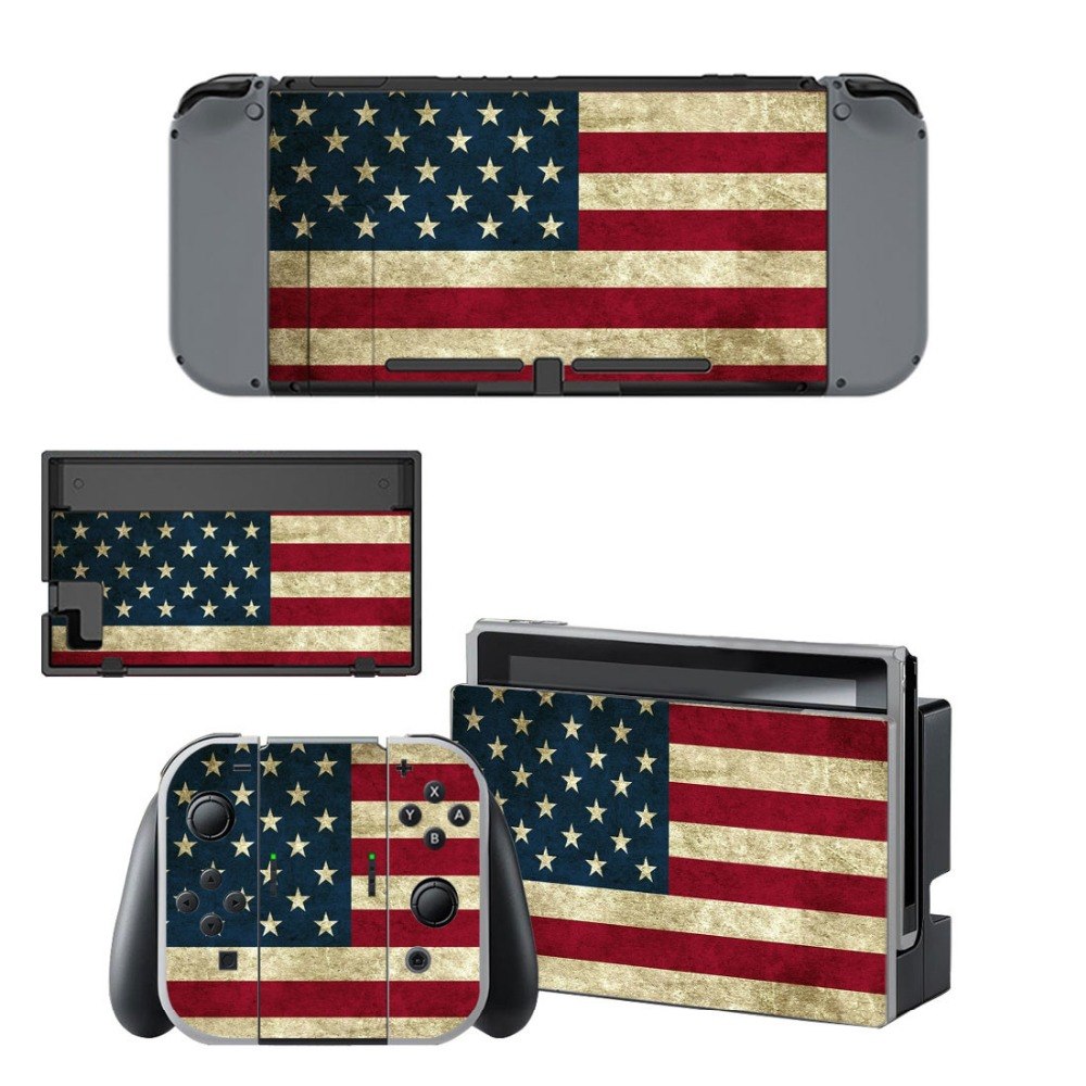 VINYL SKIN STICKER Stars and Stripes DECAL COVER for Nintend Switch Console and Joy-Con Controlle