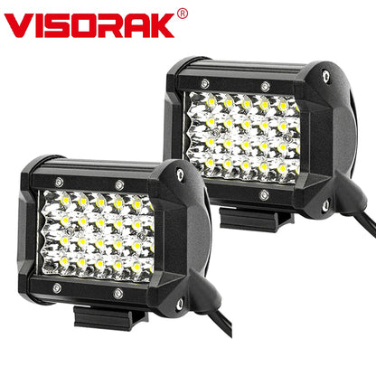 VISORAK 4" 72W Spot LED Work Light Bar 12V 24V Offroad LED Light Bar Car 4X4 4WD Truck SUV ATV Trailer Pickup Driving LED Beams