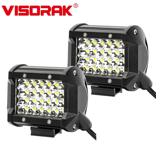 VISORAK 4" 72W Spot LED Work Light Bar 12V 24V Offroad LED Light Bar Car 4X4 4WD Truck SUV ATV Trailer Pickup Driving LED Beams